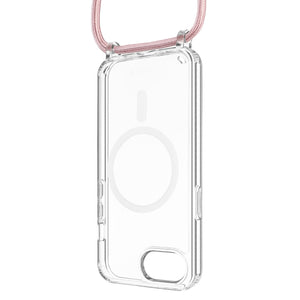Púzdro FIXED MagPure Neck s ružovou šnúrkou na krk pre Apple iPhone 17e/16e