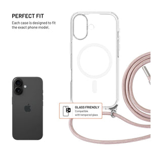 Pouzdro FIXED MagPure Neck s růžovou šňůrkou na krk pro Apple iPhone 17 - FIXED