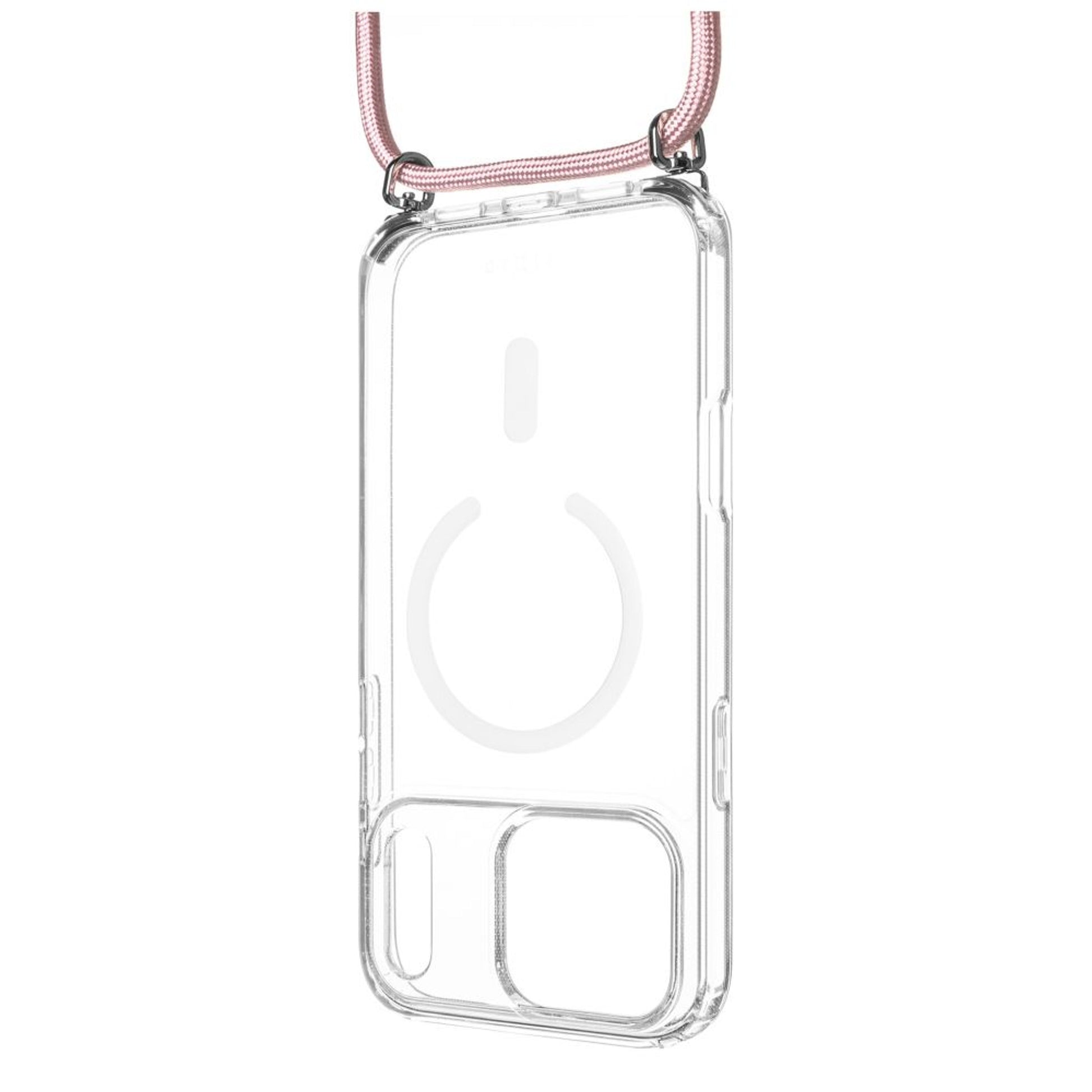 Pouzdro FIXED MagPure Neck s růžovou šňůrkou na krk pro Apple iPhone 17 Pro - FIXED