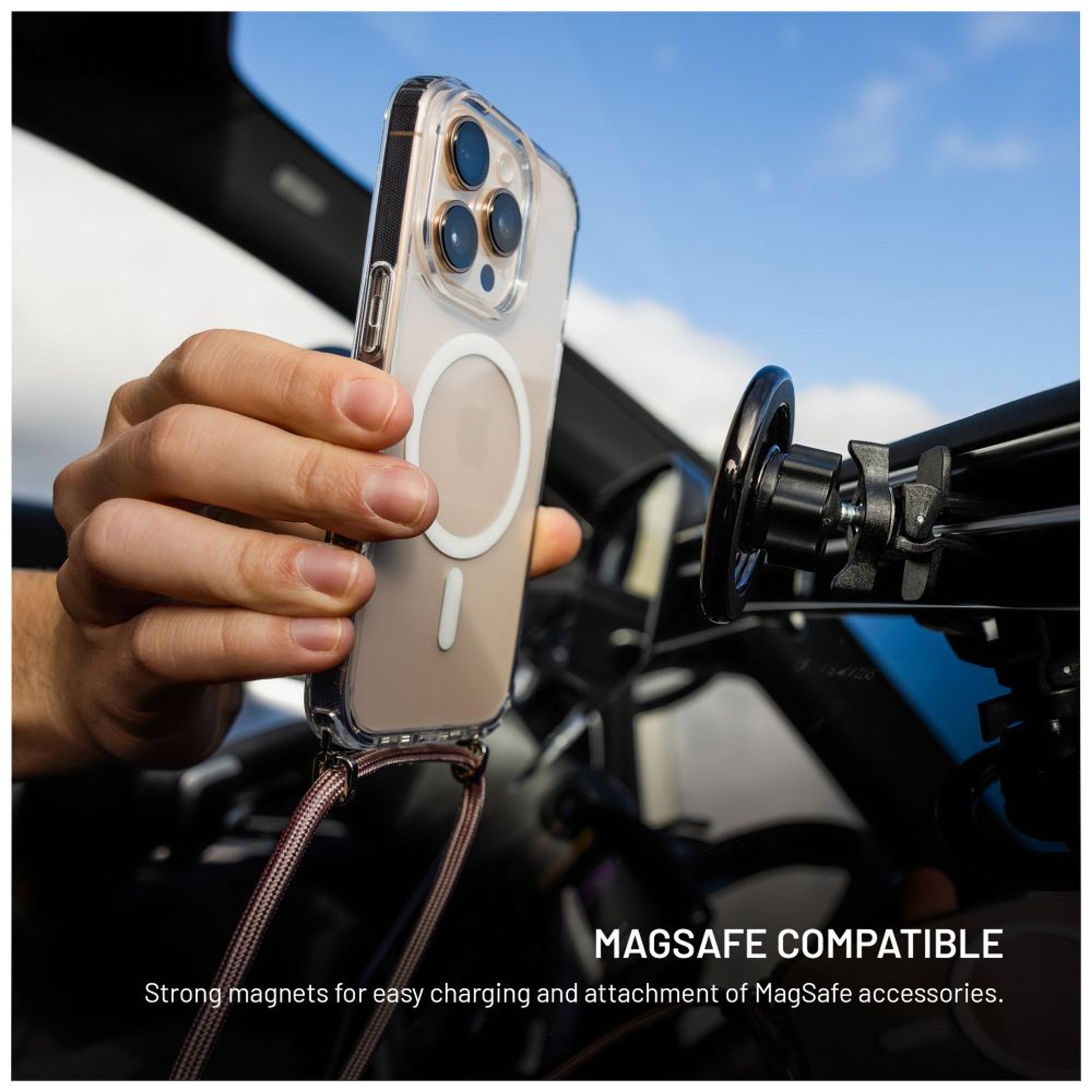 Pouzdro FIXED MagPure Neck s růžovou šňůrkou na krk pro Apple iPhone 17 Pro - FIXED