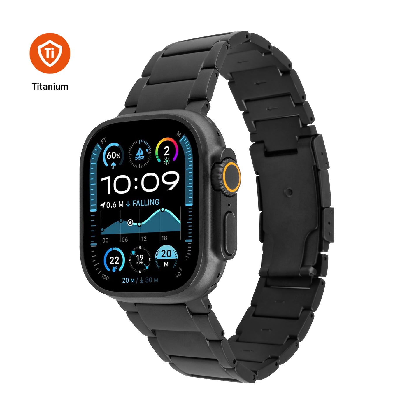 Tytanowy pasekFIXEDTitanium Pasek do Apple Watch 44/45/46/49 mm, czarny