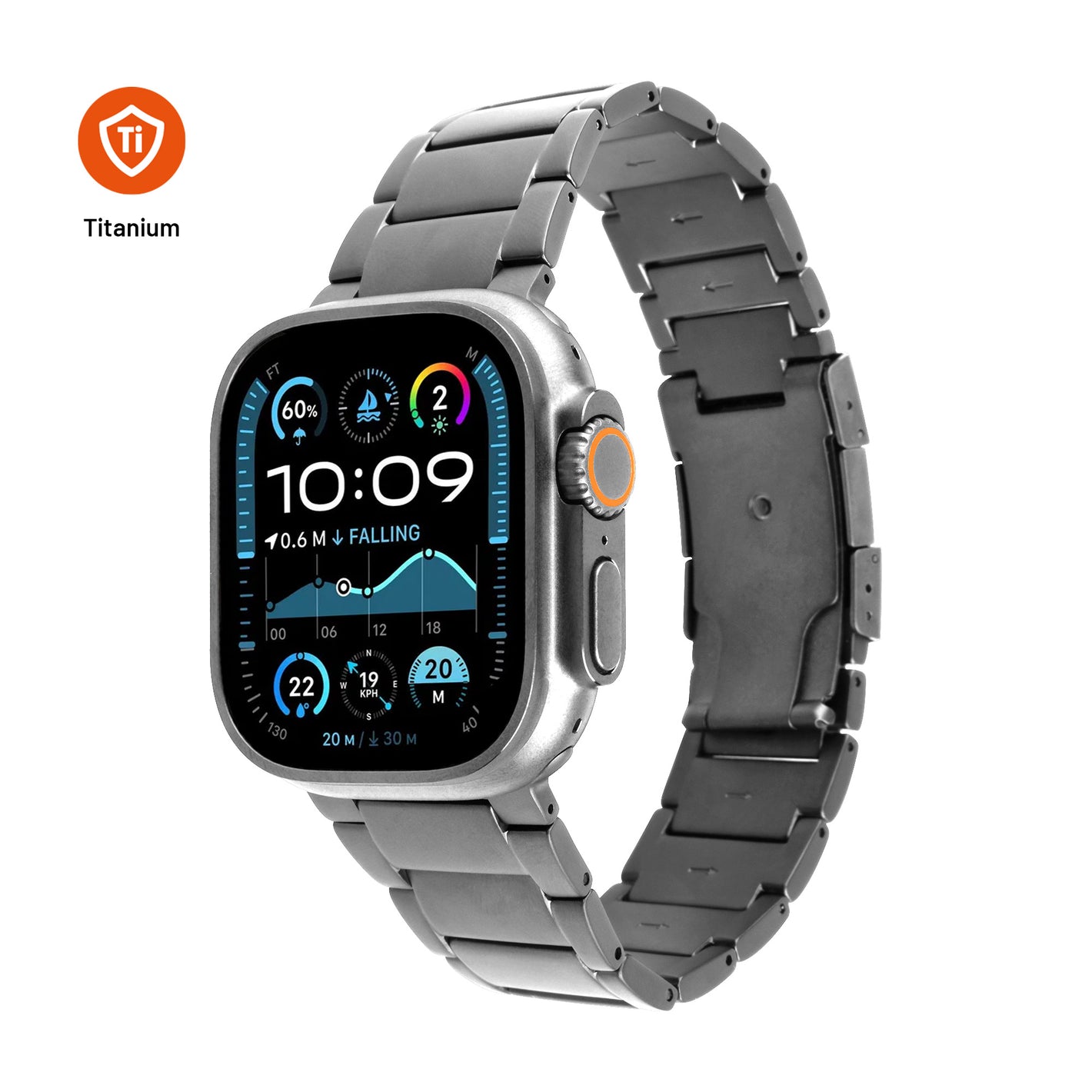 Tytanowy pasekFIXEDTitanium Pasek do zegarka Apple Watch 44/45/46/49 mm, naturalny tytan