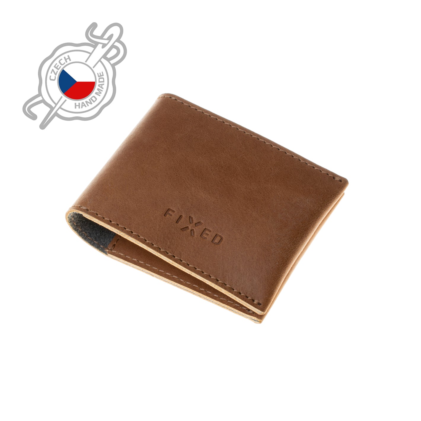 Kožená peněženka FIXED Wallet z pravé hovězí kůže, hnědá