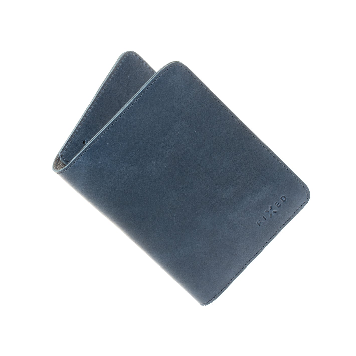 Skórzany portfel FIXED Passport, w rozmiarze paszportowym, niebieski