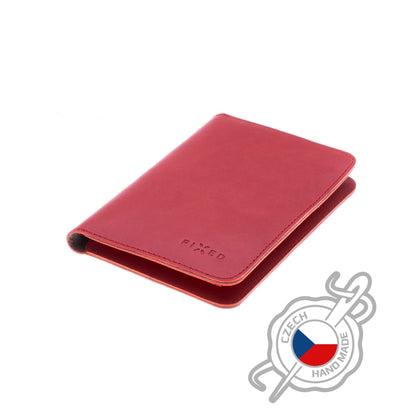 Kožená peňaženka FIXED Passport, veľkosť cestovného pasu, červená