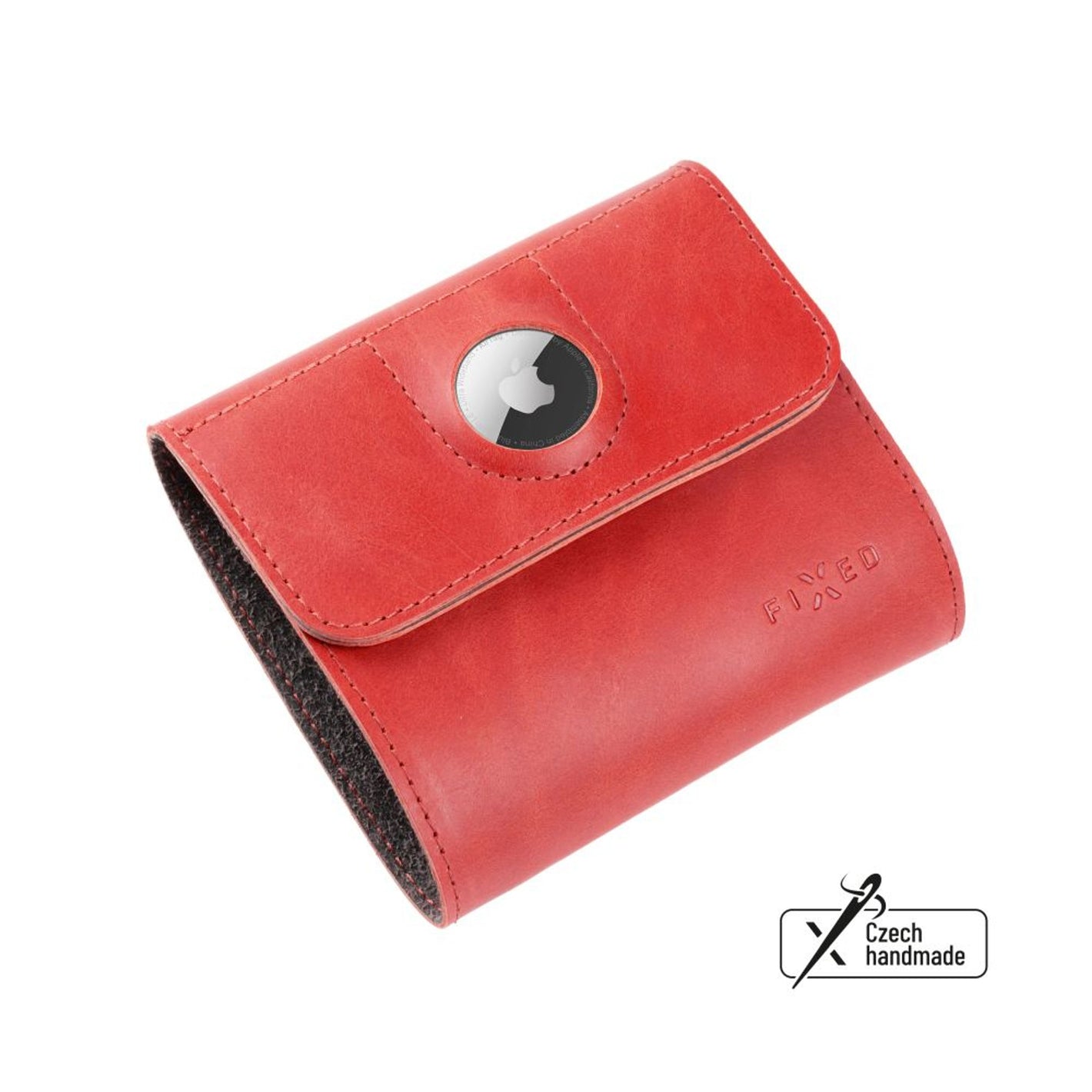 Kožená peněženka FIXED Classic Wallet for AirTag z pravé hovězí kůže, červená - FIXED