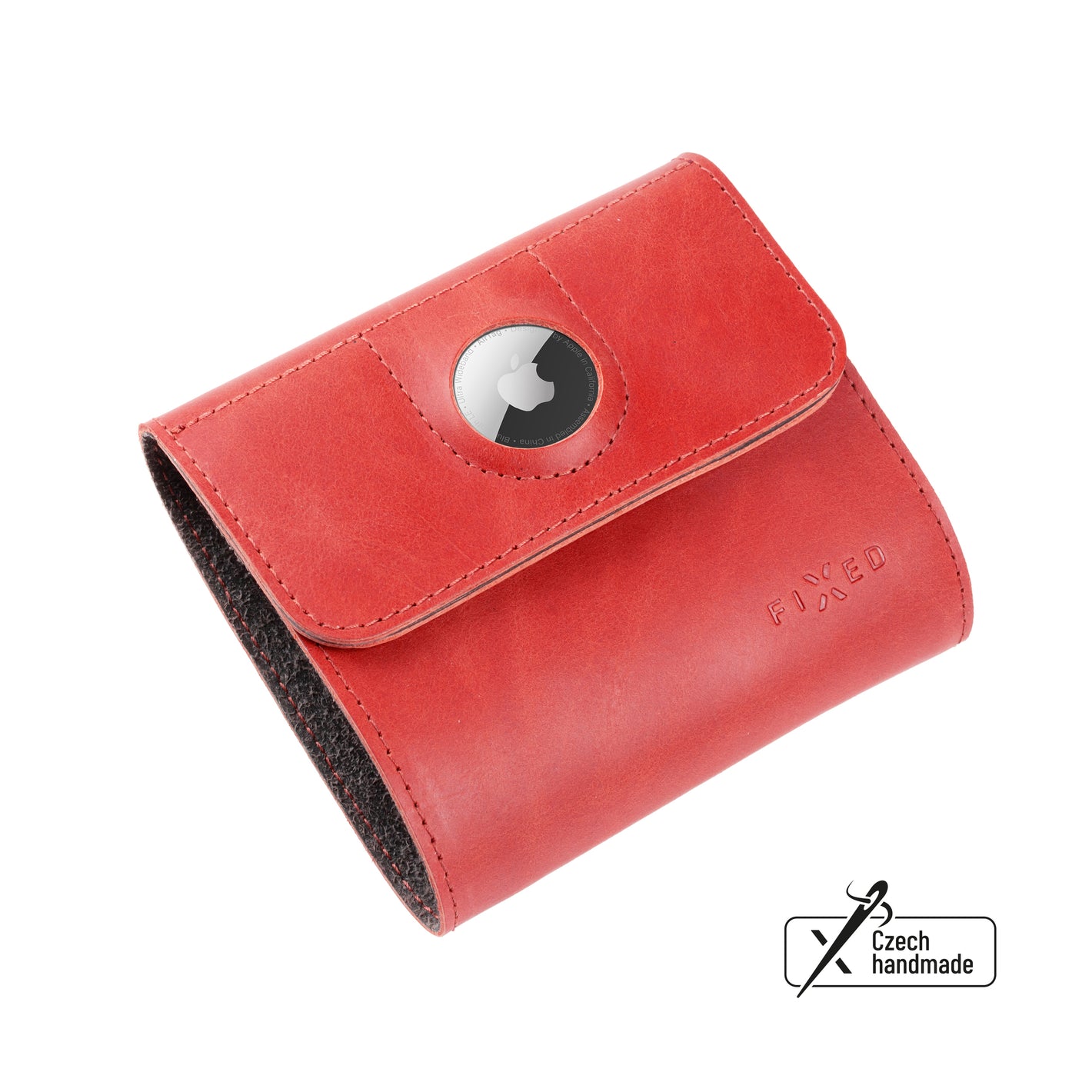 Kožená peňaženka FIXED Classic Wallet for AirTag z pravej hovädzej kože, červená