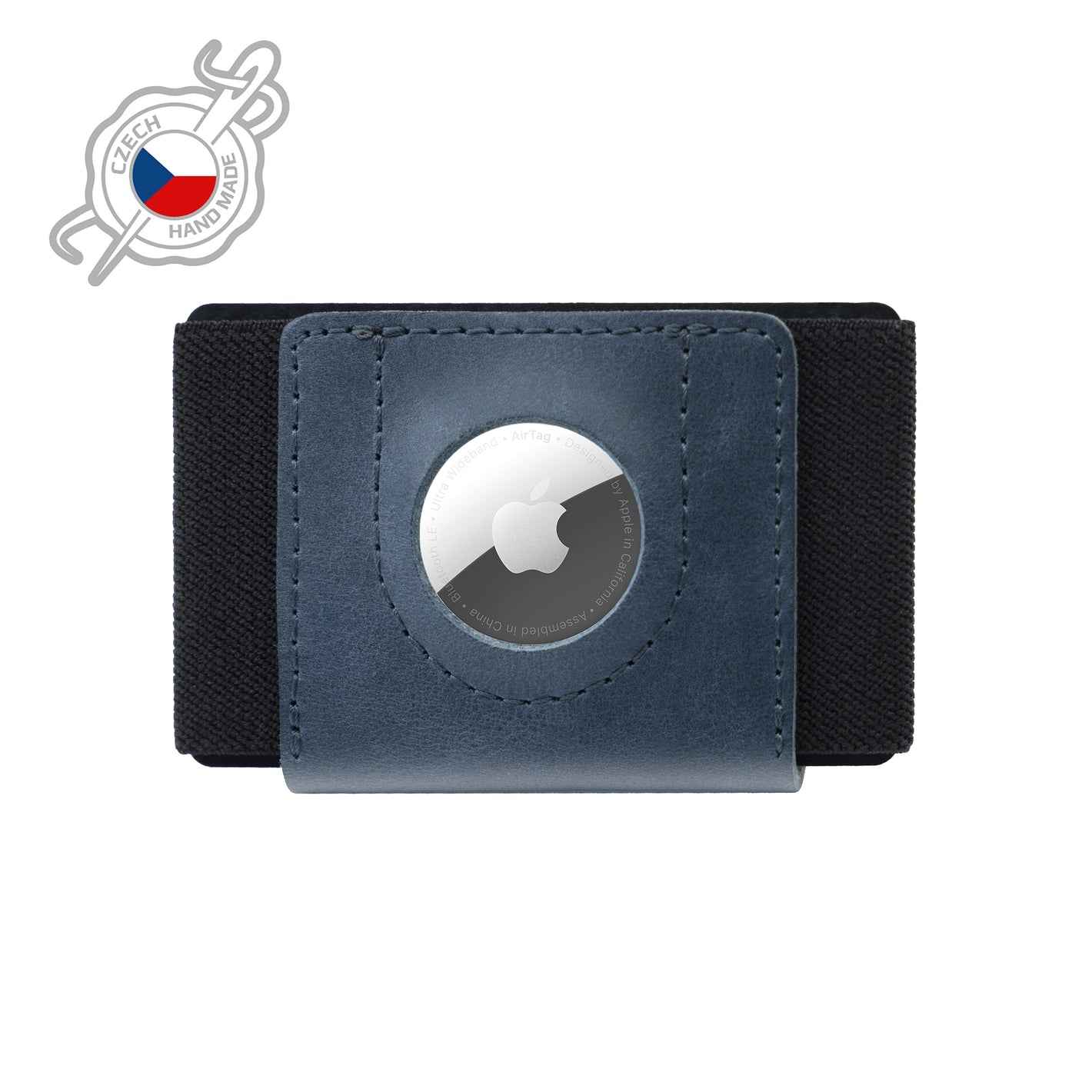 Kožená peňaženka FIXED Tiny Wallet for AirTag z pravej hovädzej kože, modrá