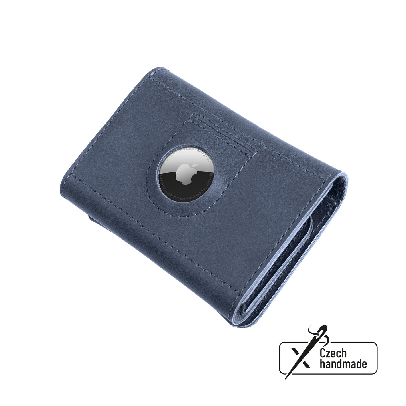 Kožená peňaženka FIXED Tripple Wallet for AirTag z pravej hovädzej kože, modrá