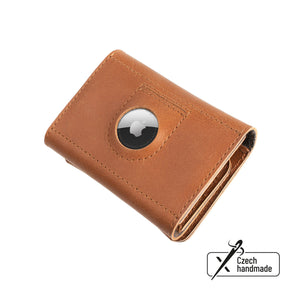 Kožená peňaženka FIXED Tripple Wallet for AirTag z pravej hovädzej kože, hnedá