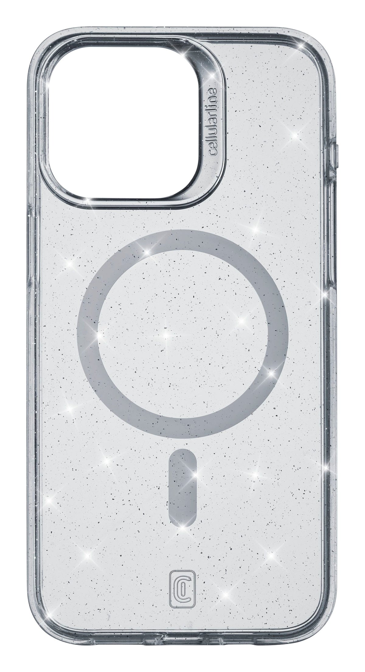Cellularline Sparkle Mag Back Cover with Magsafe for Apple iPhone 15 Pro, Clear